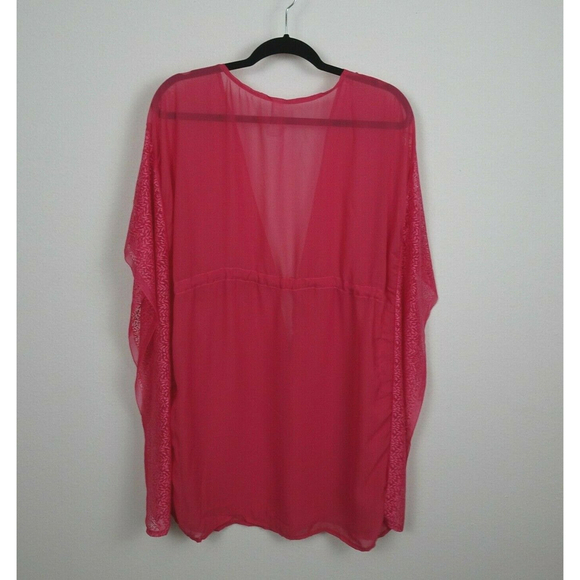 NWT YMI Swimwear Swim Cover-Up Wrap Shawl Topper Lightweight Sheer Lace Pink M - Picture 4 of 12